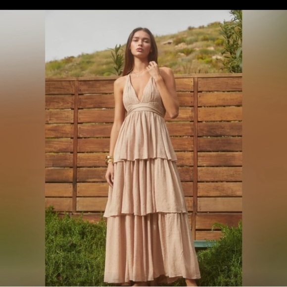 PQ Oro Kristine V-Neck Tiered Maxi Dress - Picture 1 of 12